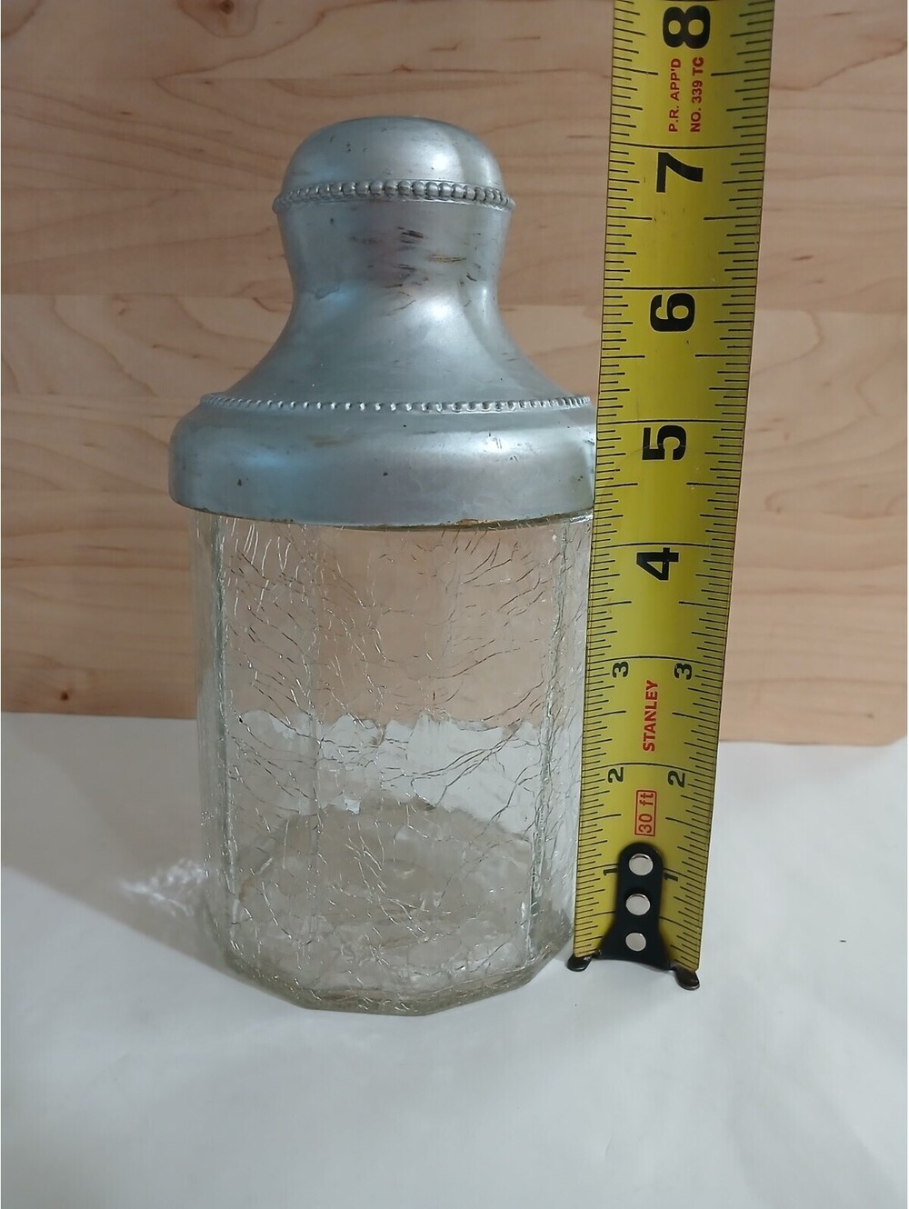 Vintage Croscill Saxon Lid Crackle Glass Silver Tops